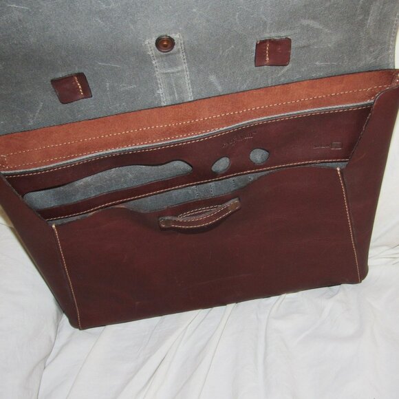 Pad & Quill Luxury Laptop Bag Mahogany Brown Leather Messenger Flap Portfolio - Picture 4 of 7